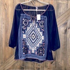 Vanity Sheer Long-Sleeve Blouse